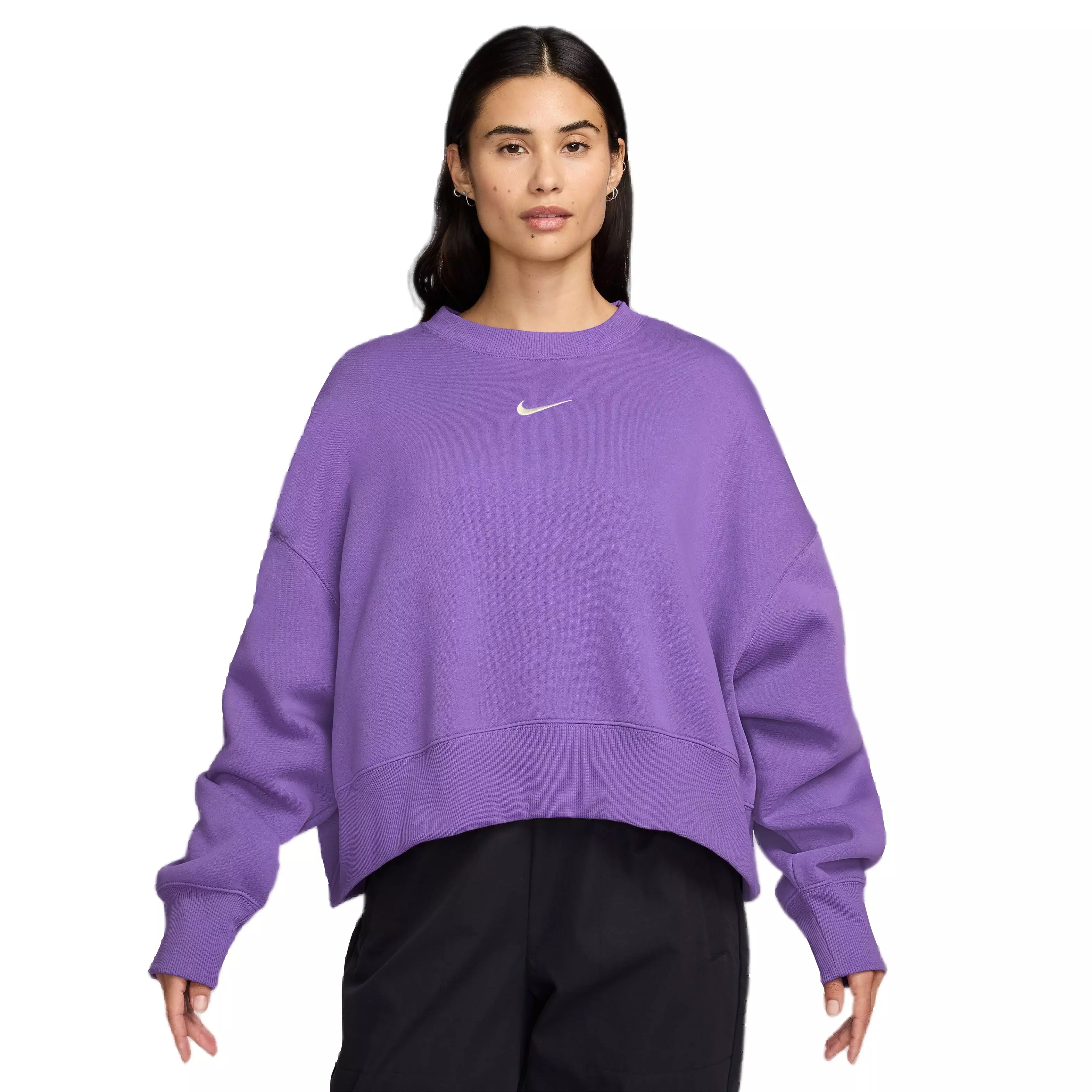 ️NWOT Purple popular Nike Oversized Fleece Crew Neck Pullover Sweatshirt Size Medium